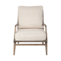 Fauteuil d'appoint rembourré en bois avec cadre de style côtier, finition naturelle, pour le salon