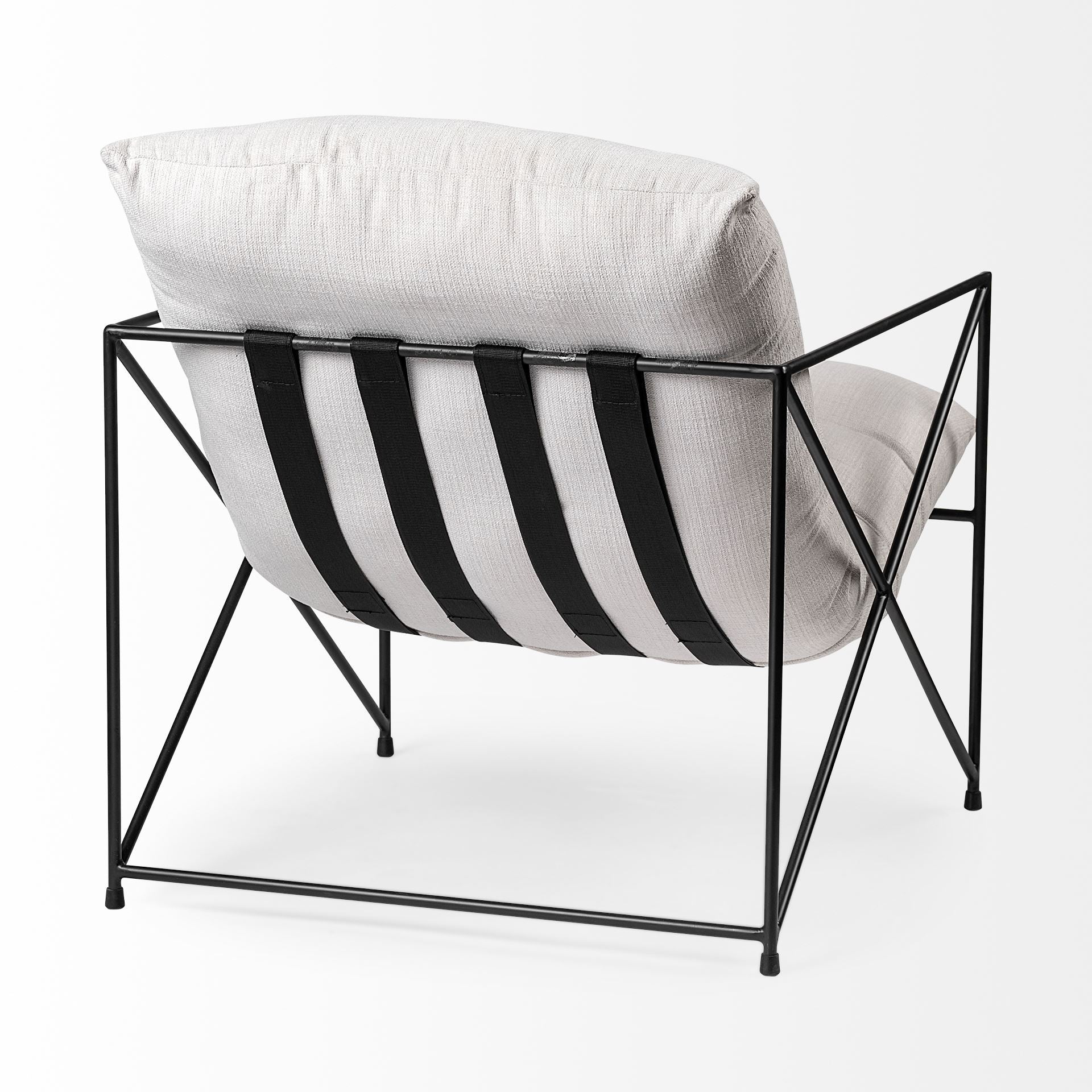 Fauteuil d'appoint rembourré avec cadre métallique industriel et coussin pour salon