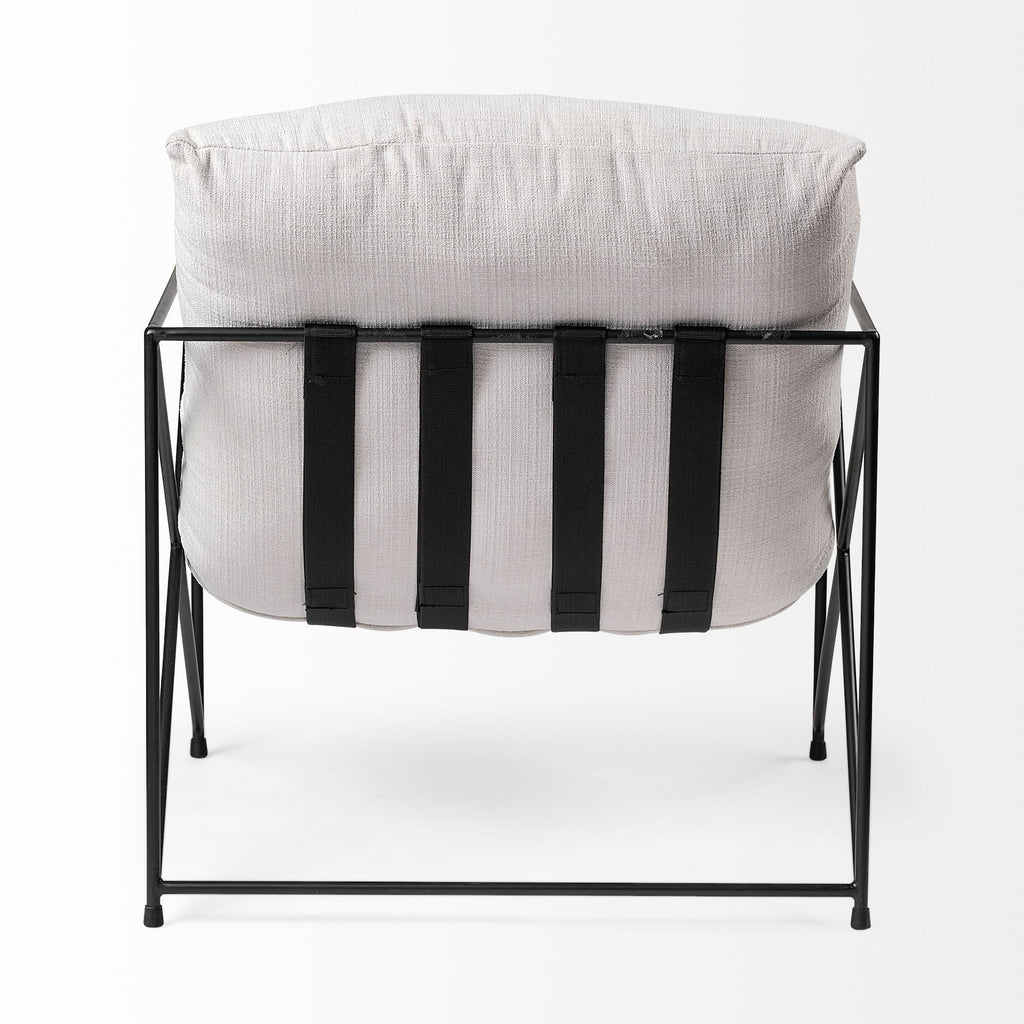Fauteuil d'appoint rembourré avec cadre métallique industriel et coussin pour salon