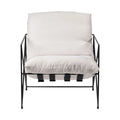 Fauteuil d'appoint rembourré avec cadre métallique industriel et coussin pour salon