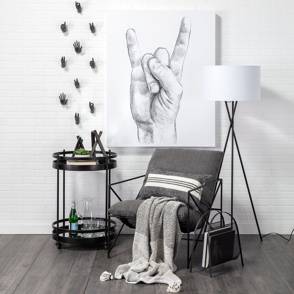Fauteuil d'appoint rembourré avec cadre métallique industriel et coussin pour salon