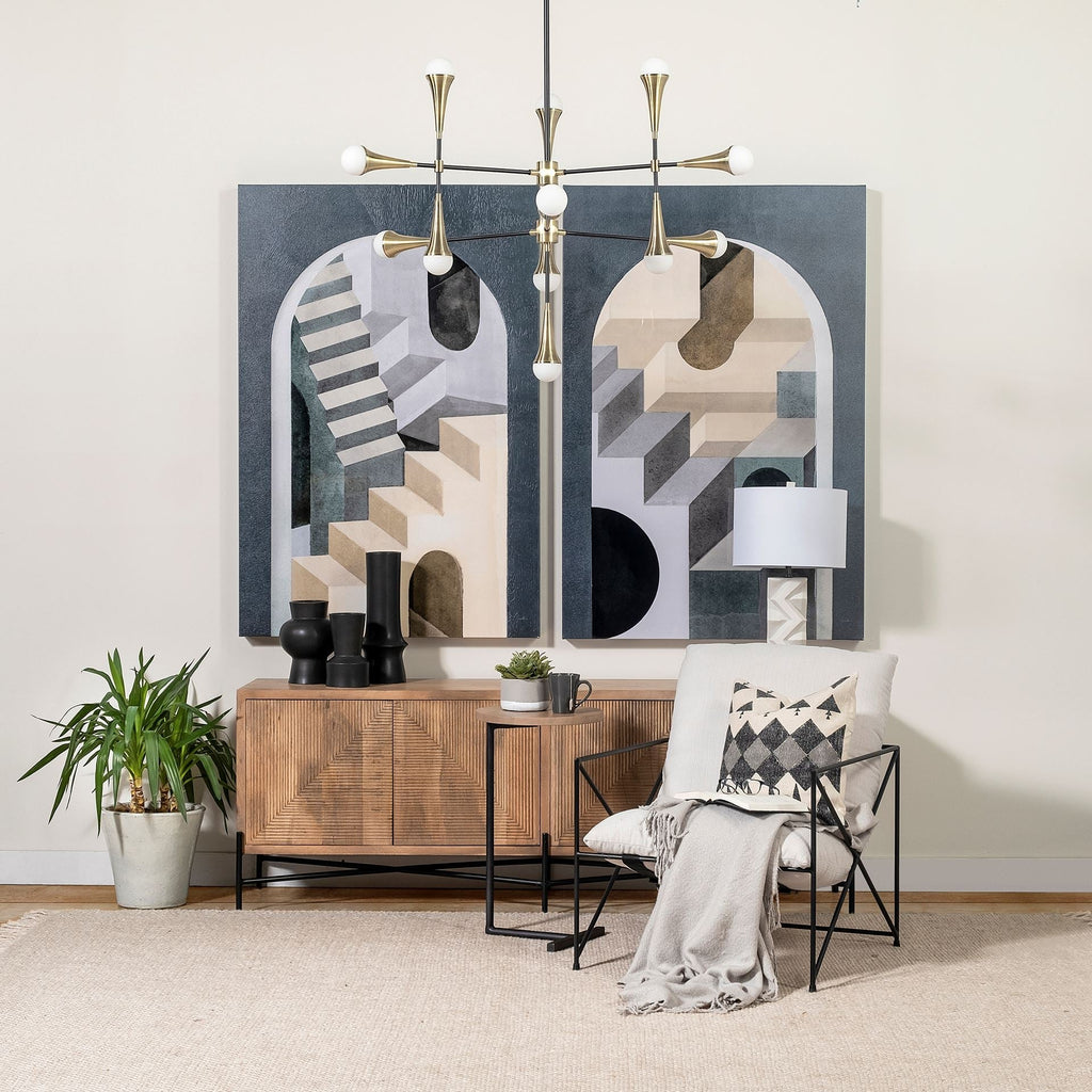 Fauteuil d'appoint rembourré avec cadre métallique industriel et coussin pour salon