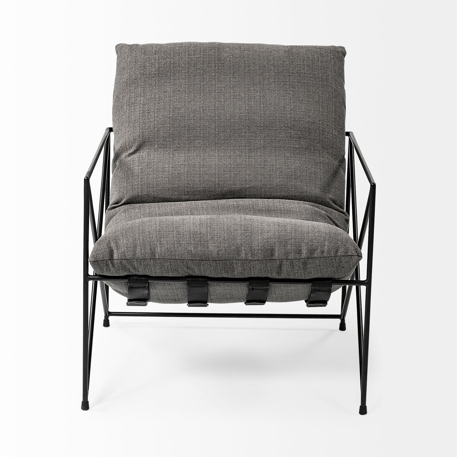 Fauteuil d'appoint rembourré avec cadre métallique industriel et coussin pour salon