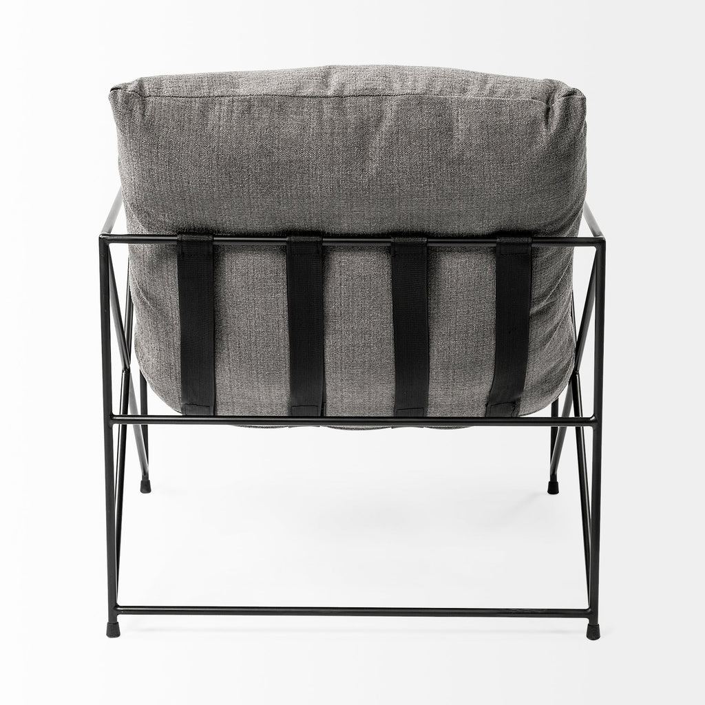 Fauteuil d'appoint rembourré avec cadre métallique industriel et coussin pour salon