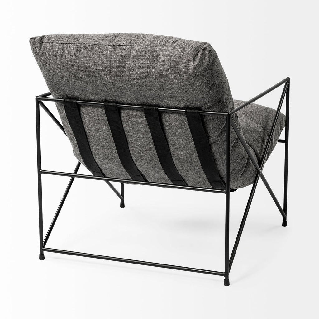 Fauteuil d'appoint rembourré avec cadre métallique industriel et coussin pour salon