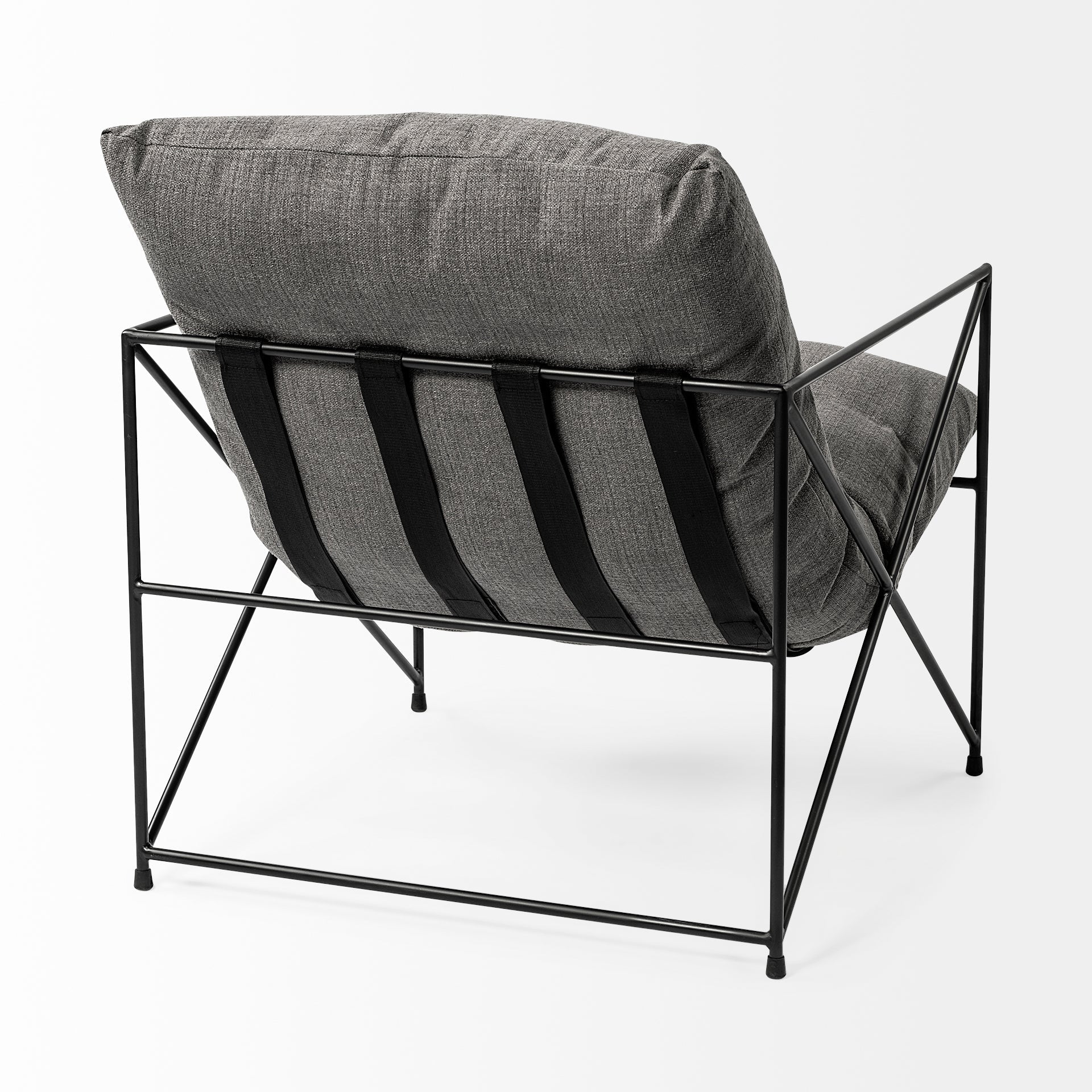Fauteuil d'appoint rembourré avec cadre métallique industriel et coussin pour salon