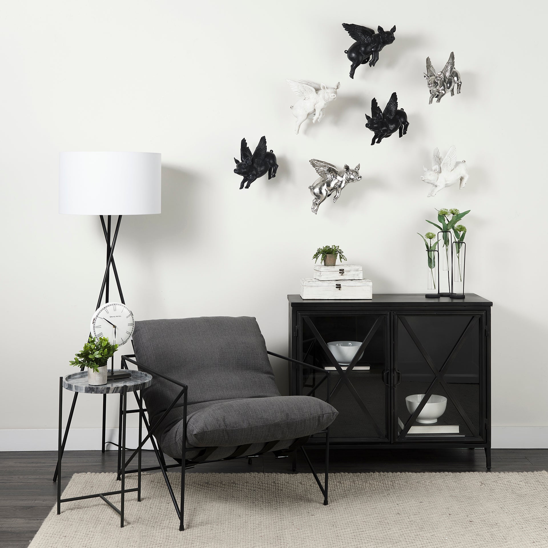 Armoire d'appoint contemporaine en bois avec motif décoratif pour salon
