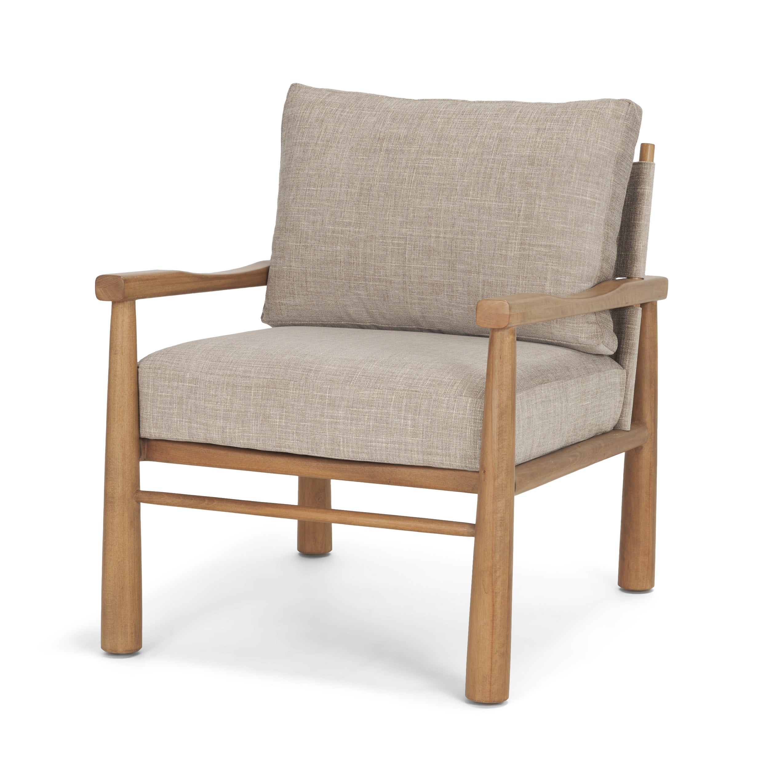 Fauteuil d'appoint moderne en bois et tissu avec assise rembourrée pour salon