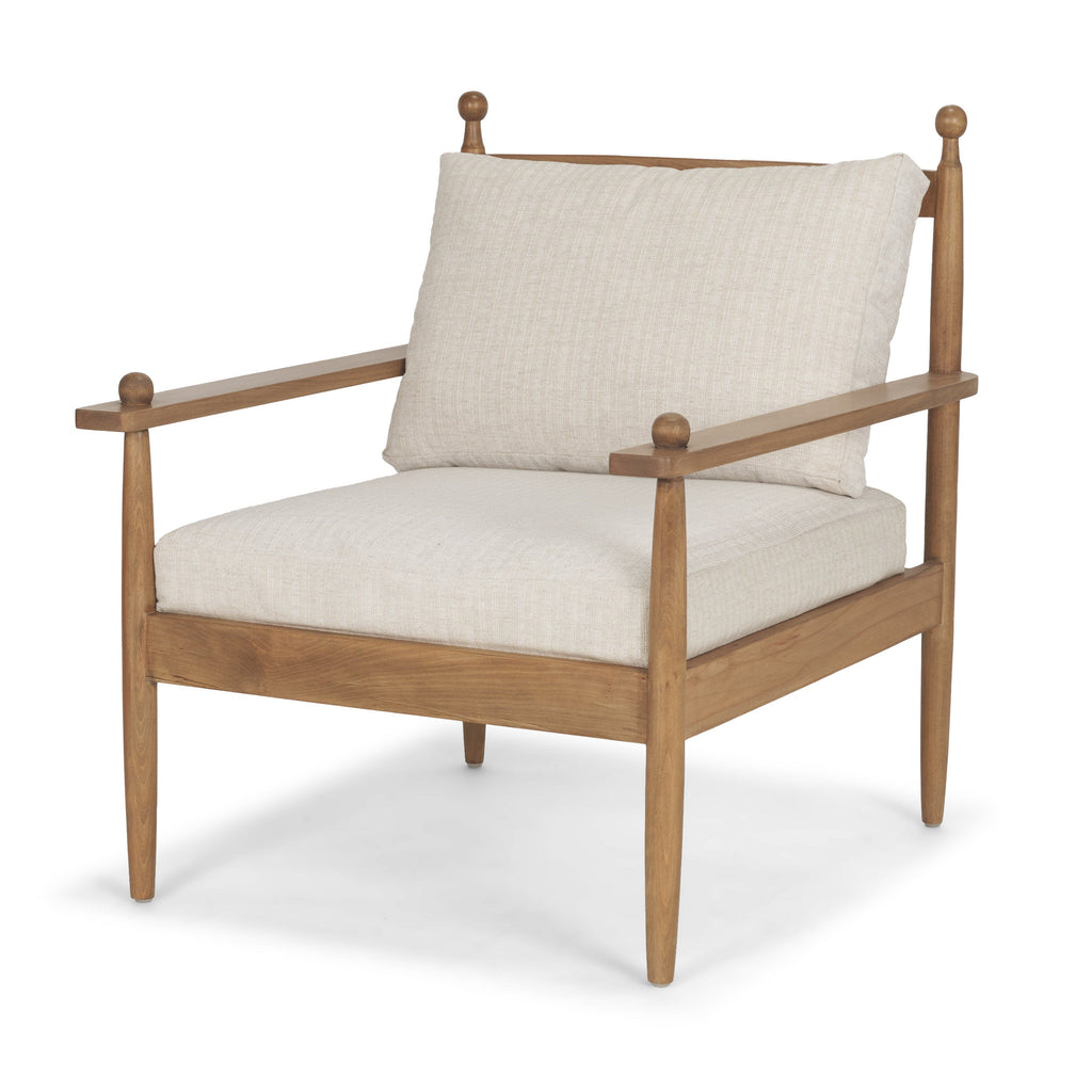 Fauteuil d'appoint industriel en bois et tissu avec cadre naturel pour le salon