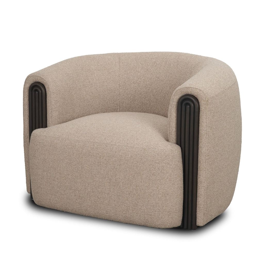 Chaise d'appoint moderne en bois et tissu d'ameublement avec assise coussinée pour salon