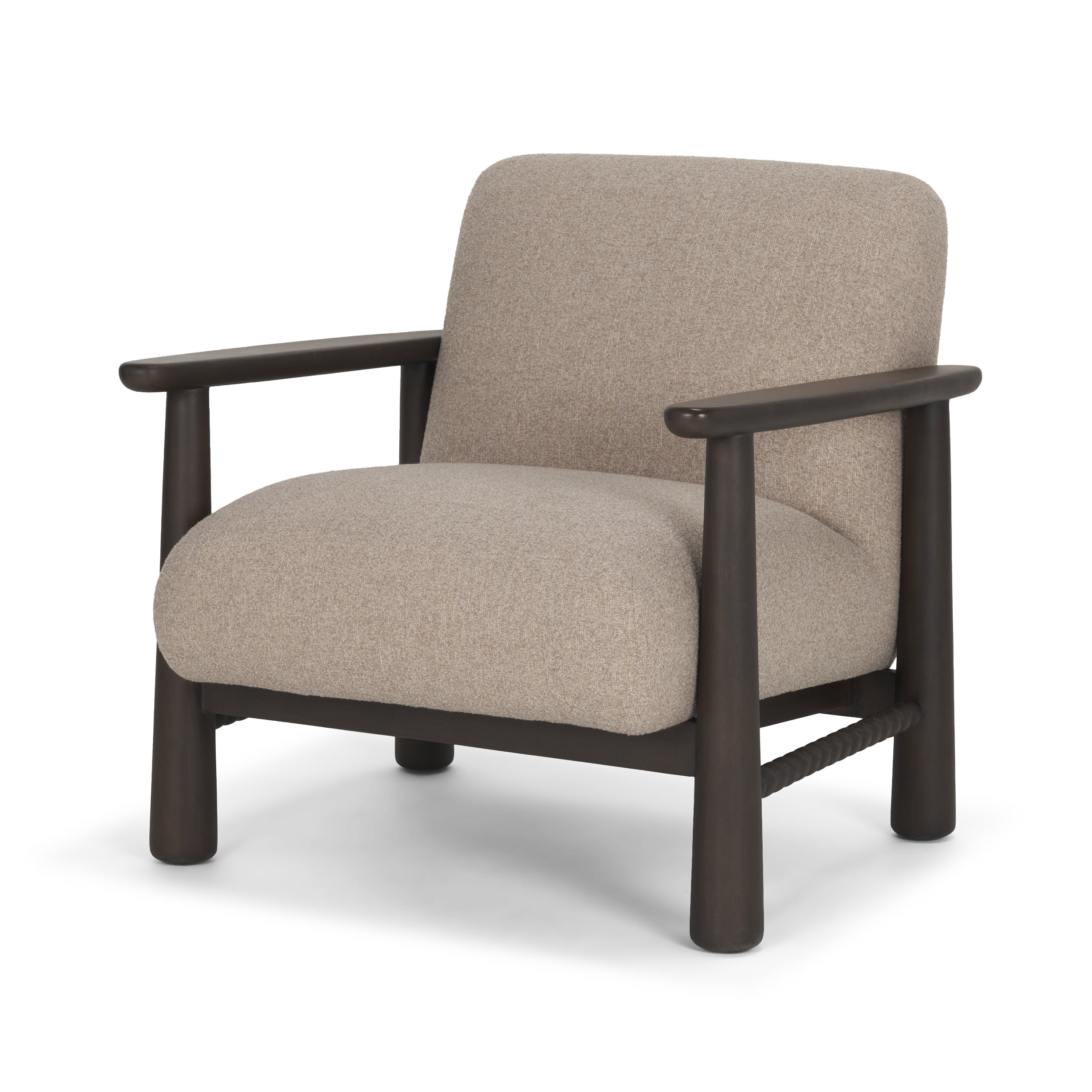 Fauteuil d'appoint moderne en tissu et bois avec piètement aux lignes épurées pour salon