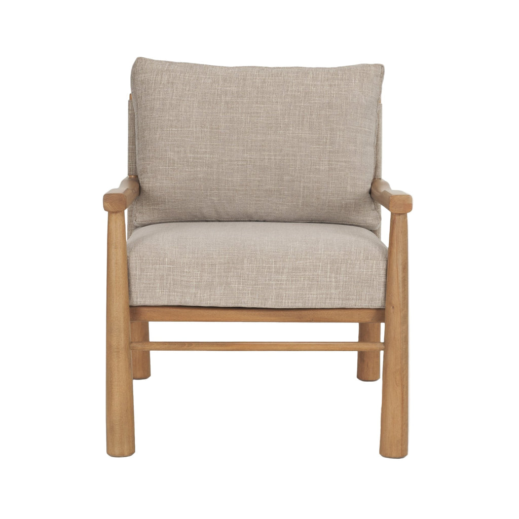 Fauteuil d'appoint moderne en bois et tissu avec assise rembourrée pour salon