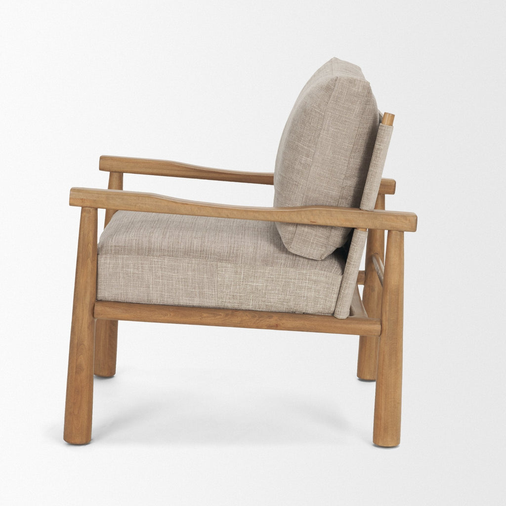 Fauteuil d'appoint moderne en bois et tissu avec assise rembourrée pour salon