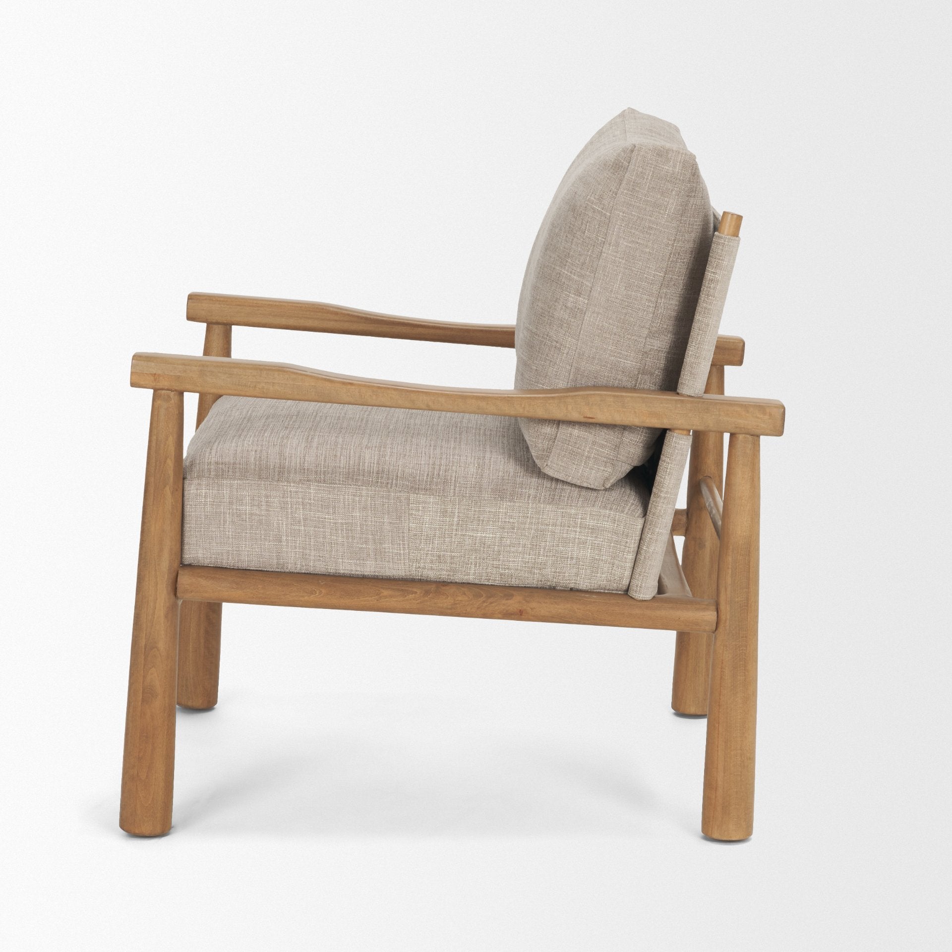 Fauteuil d'appoint moderne en bois et tissu avec assise rembourrée pour salon