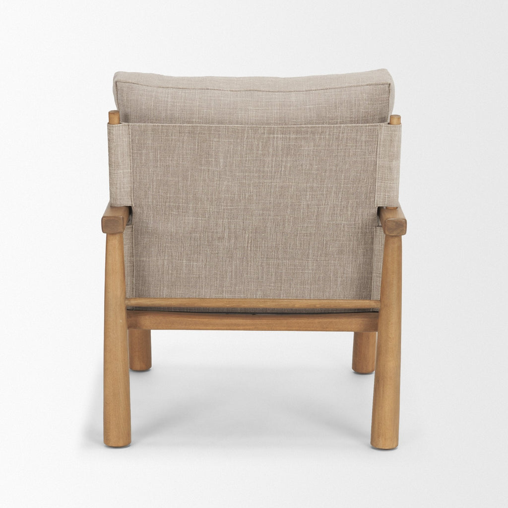 Fauteuil d'appoint moderne en bois et tissu avec assise rembourrée pour salon
