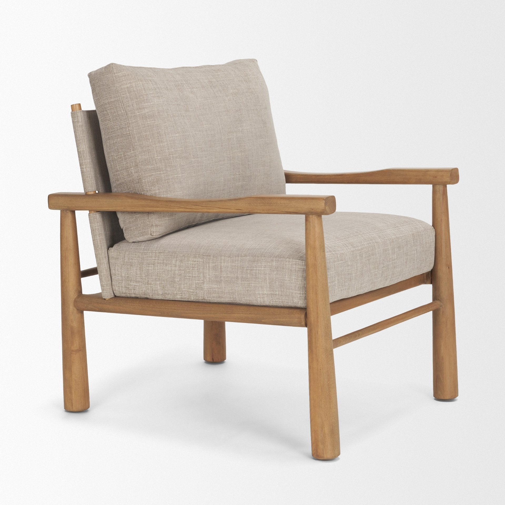 Fauteuil d'appoint moderne en bois et tissu avec assise rembourrée pour salon