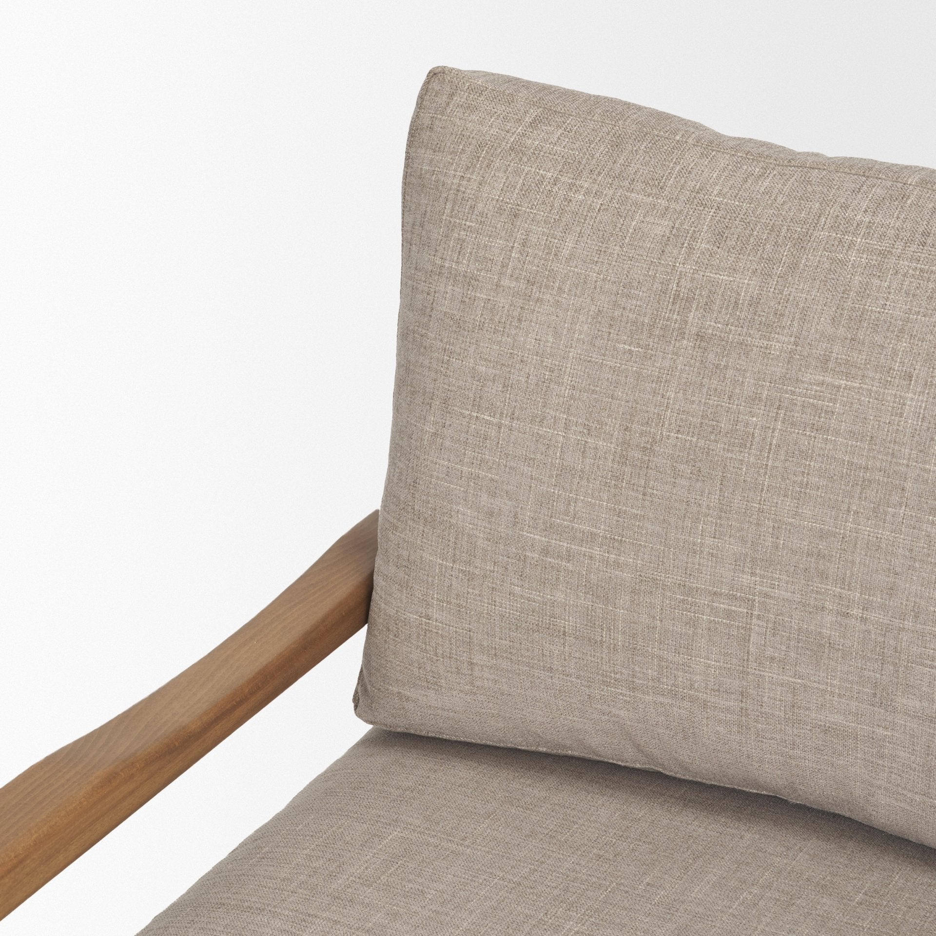 Fauteuil d'appoint moderne en bois et tissu avec assise rembourrée pour salon