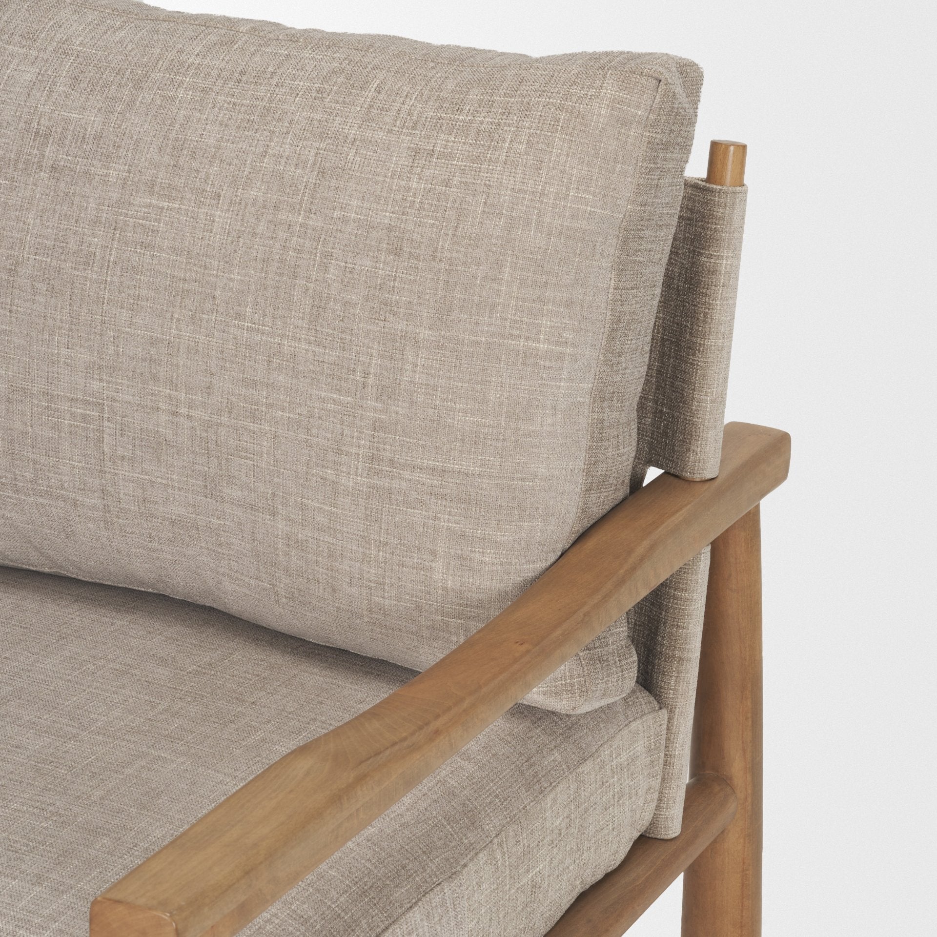 Fauteuil d'appoint moderne en bois et tissu avec assise rembourrée pour salon