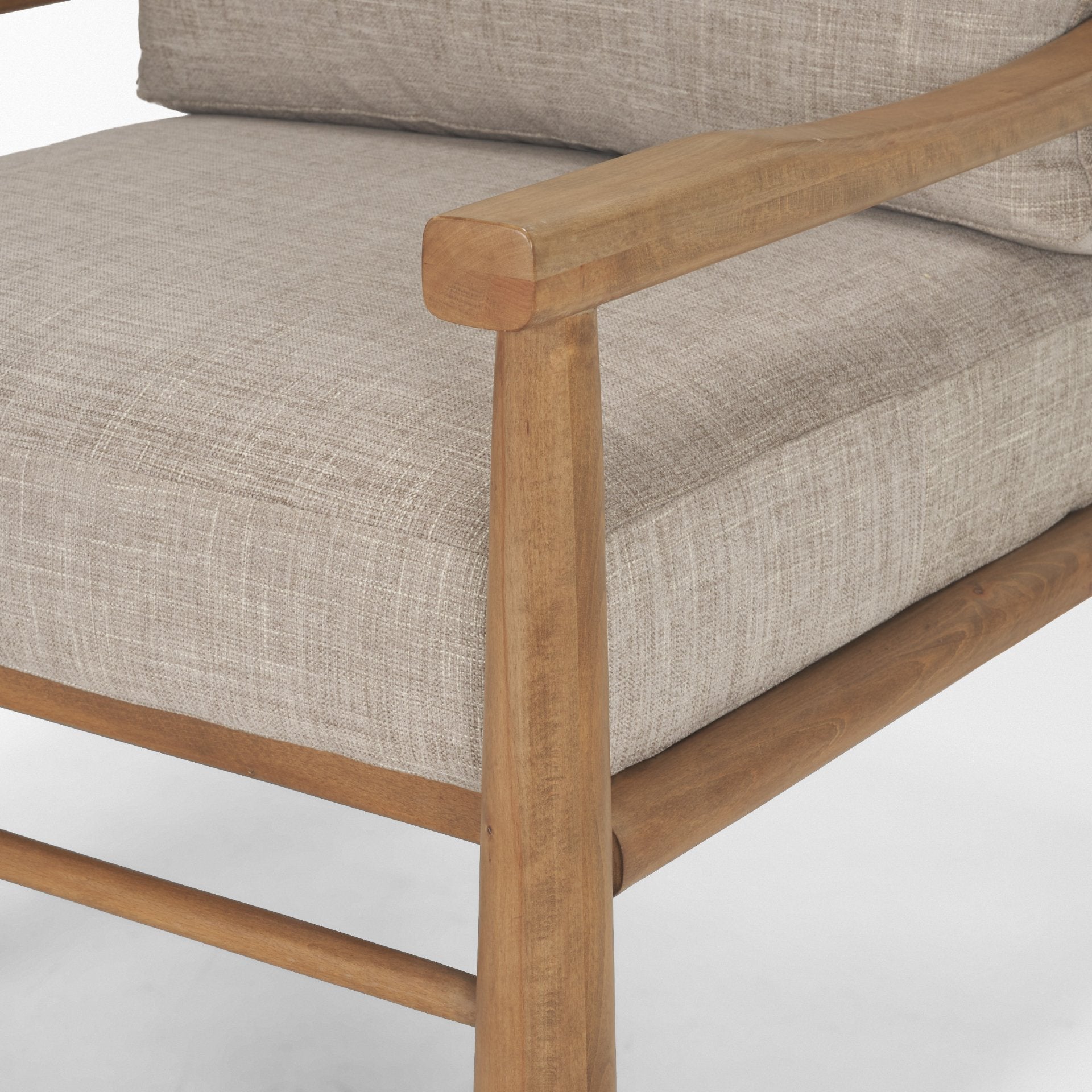 Fauteuil d'appoint moderne en bois et tissu avec assise rembourrée pour salon