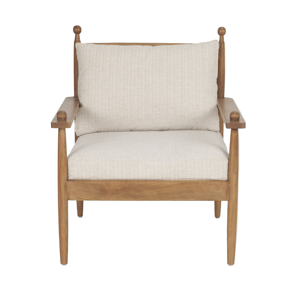 Fauteuil d'appoint industriel en bois et tissu avec cadre naturel pour le salon