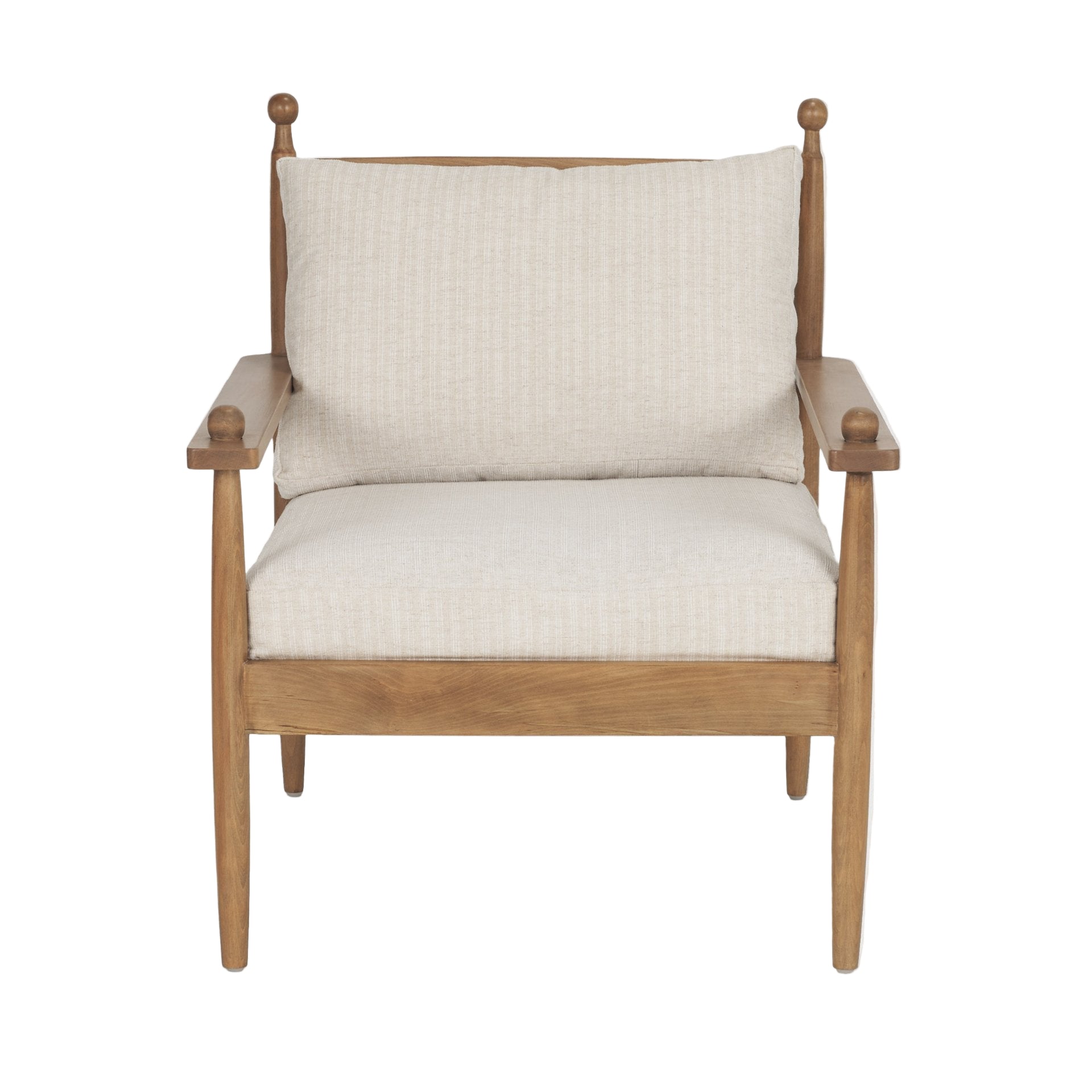 Fauteuil d'appoint industriel en bois et tissu avec cadre naturel pour le salon
