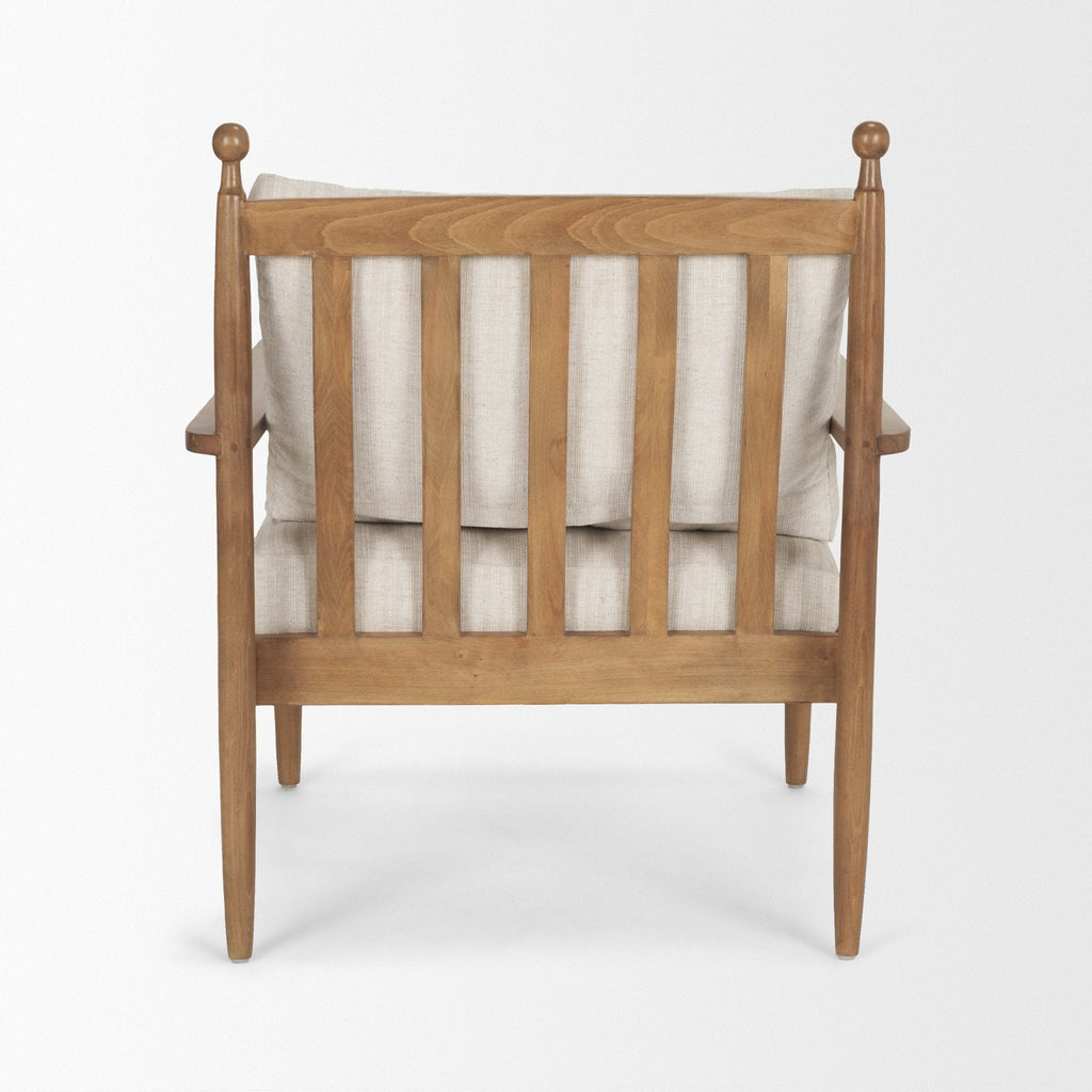 Fauteuil d'appoint industriel en bois et tissu avec cadre naturel pour le salon
