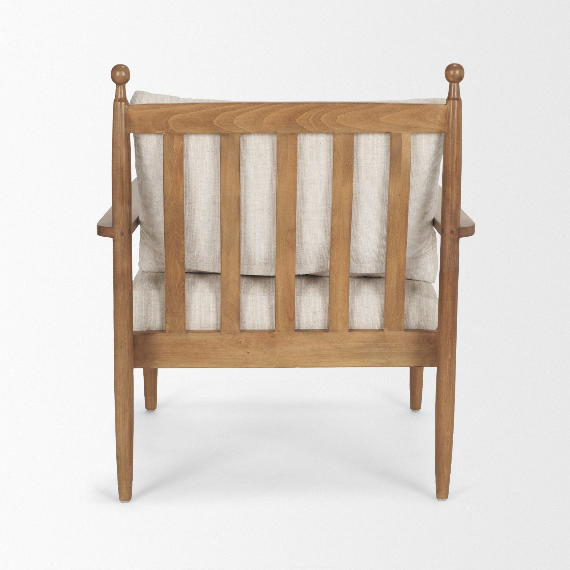 Fauteuil d'appoint industriel en bois et tissu avec cadre naturel pour le salon