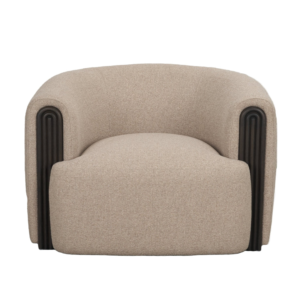 Chaise d'appoint moderne en bois et tissu d'ameublement avec assise coussinée pour salon