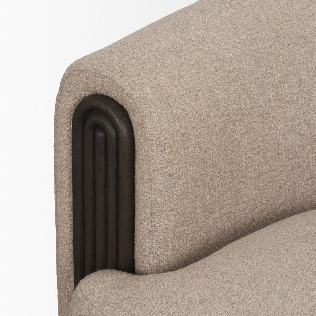 Chaise d'appoint moderne en bois et tissu d'ameublement avec assise coussinée pour salon