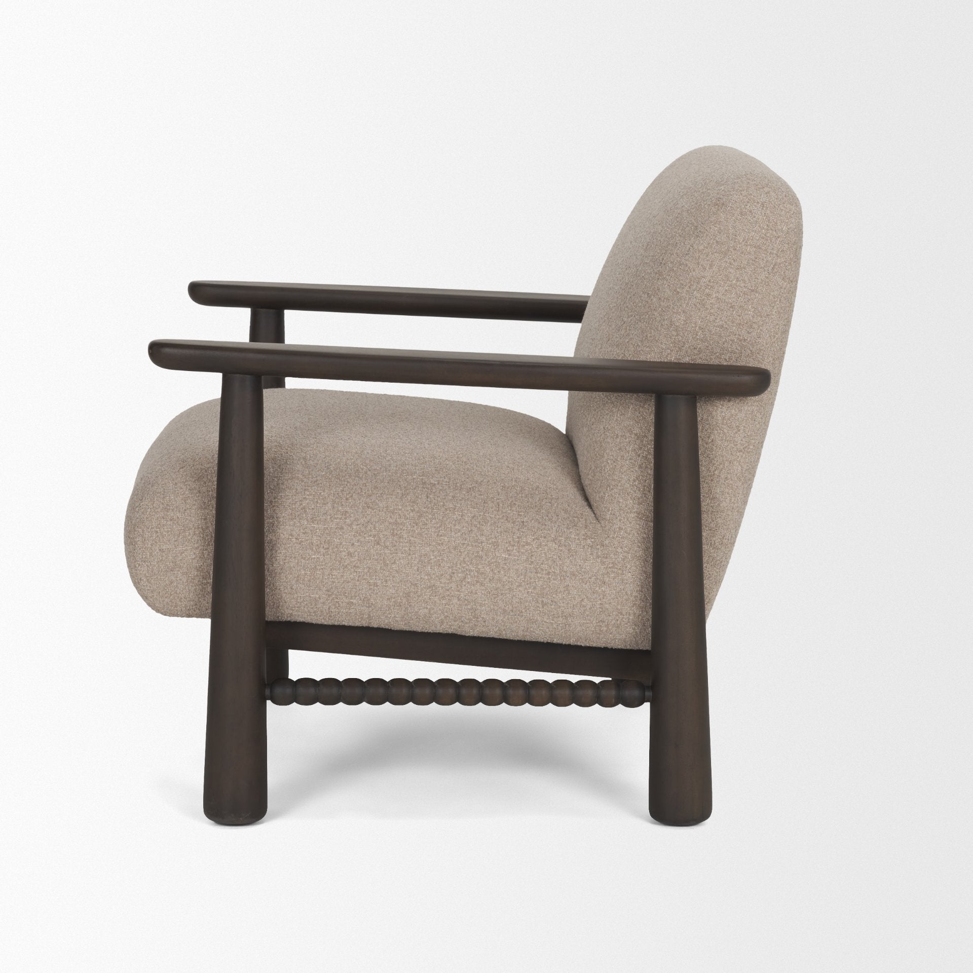 Fauteuil d'appoint moderne en tissu et bois avec piètement aux lignes épurées pour salon