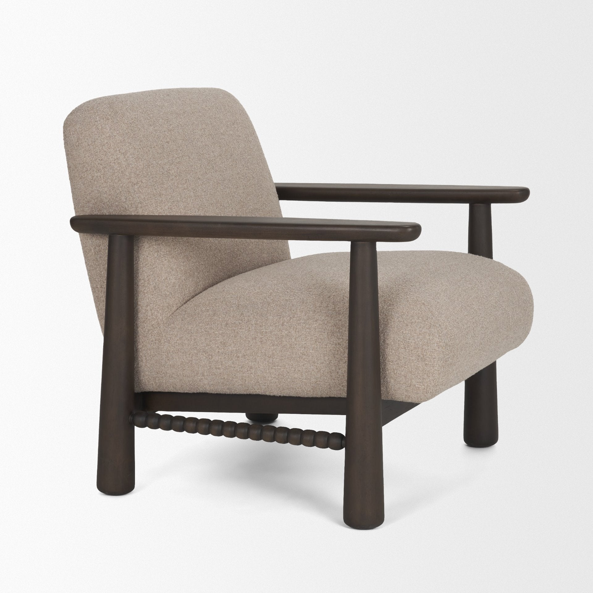 Fauteuil d'appoint moderne en tissu et bois avec piètement aux lignes épurées pour salon