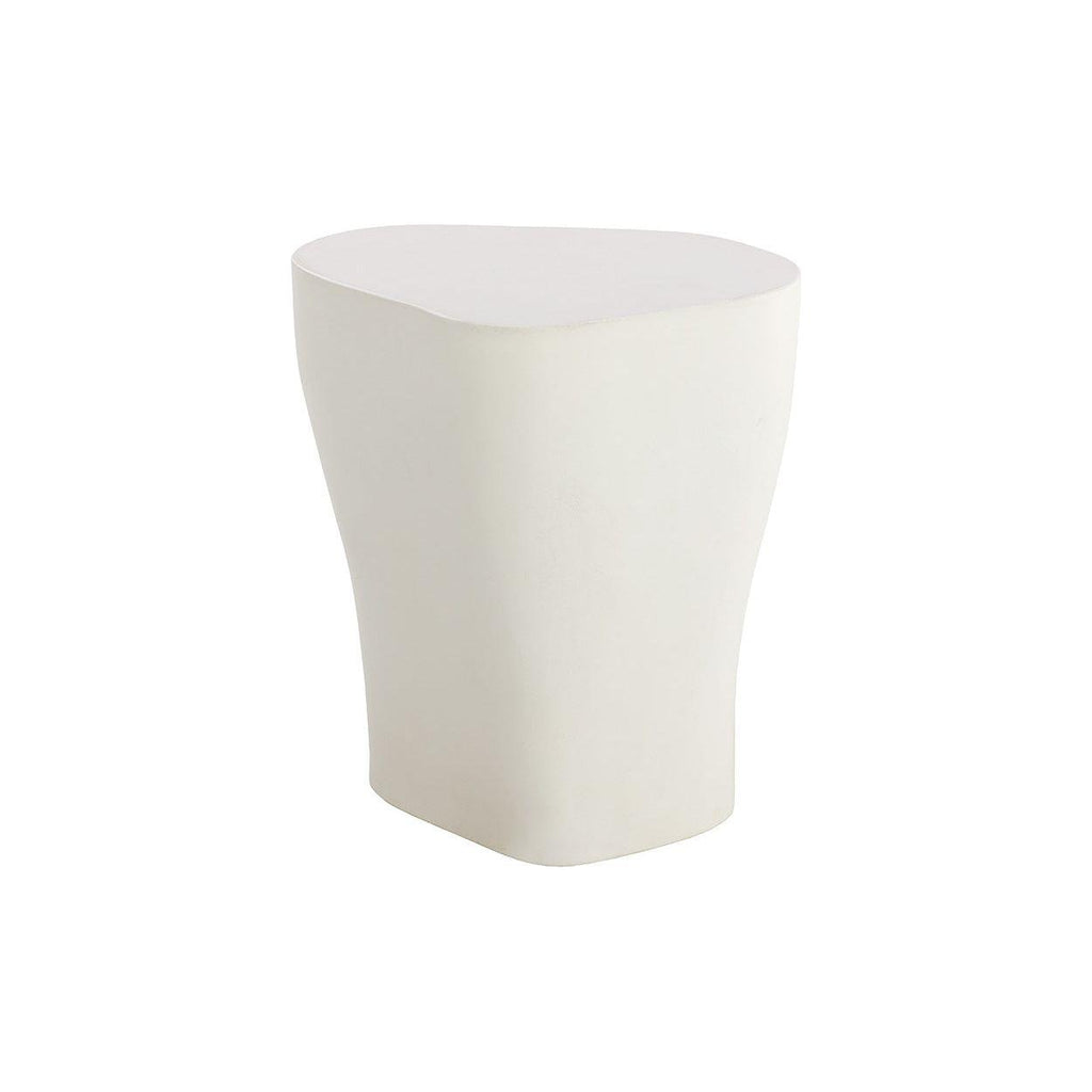 Table d'appoint d'extérieur contemporaine en béton blanc de forme organique pour patio