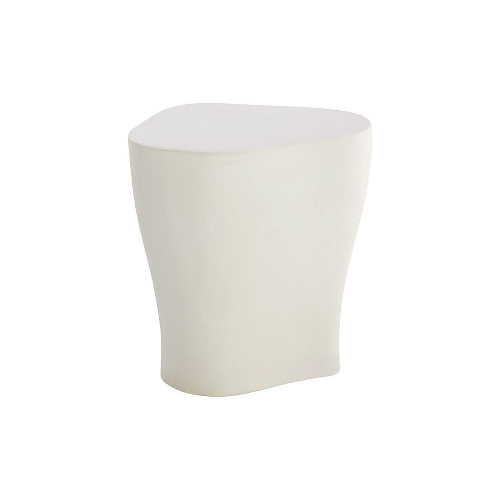 Table d'appoint d'extérieur contemporaine en béton blanc de forme organique pour patio