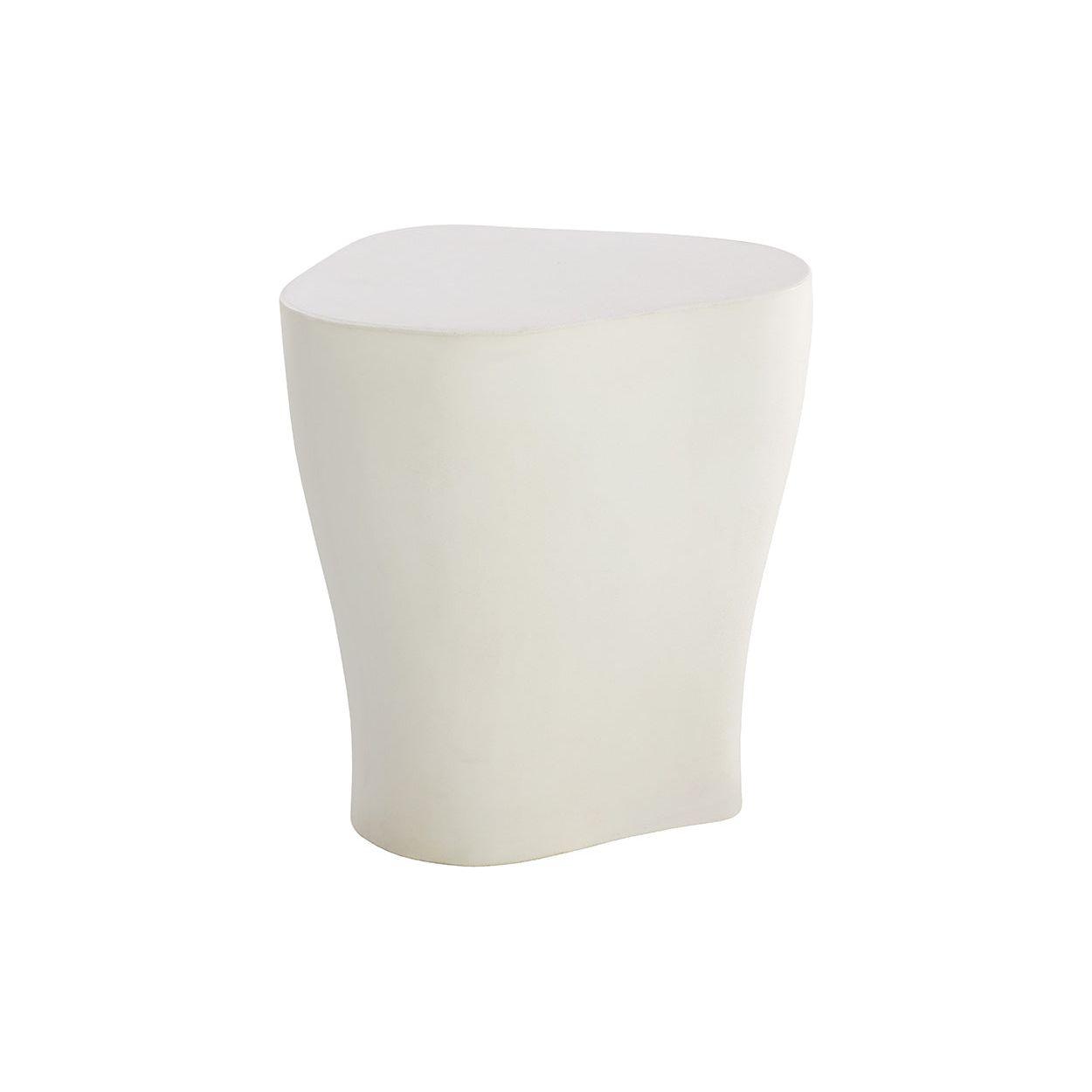 Table d'appoint d'extérieur contemporaine en béton blanc de forme organique pour patio