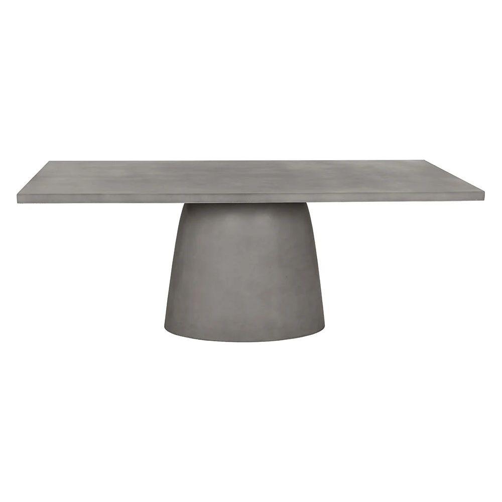 Table à manger d'extérieur moderne en béton avec plateau rectangulaire pour terrasse et jardin