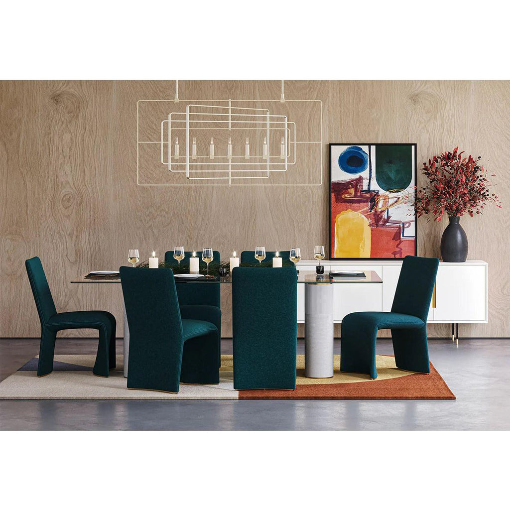Table de salle à manger d'extérieur moderne en béton et verre avec piètement rond en métal pour patio