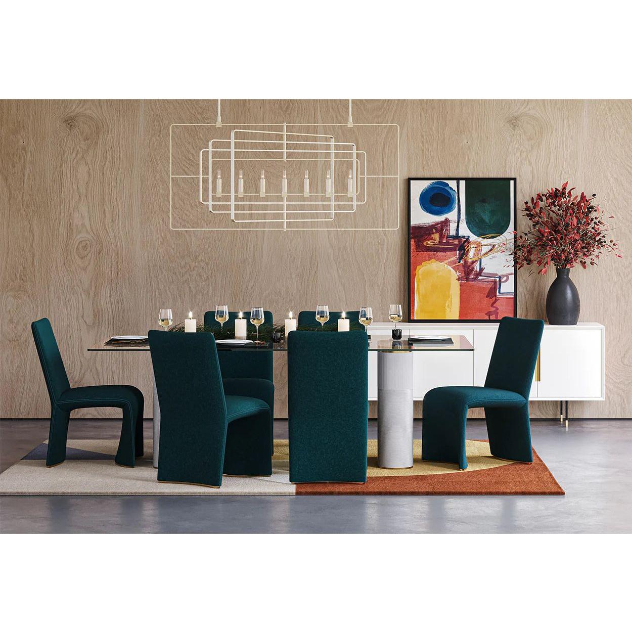 Table de salle à manger d'extérieur moderne en béton et verre avec piètement rond en métal pour patio