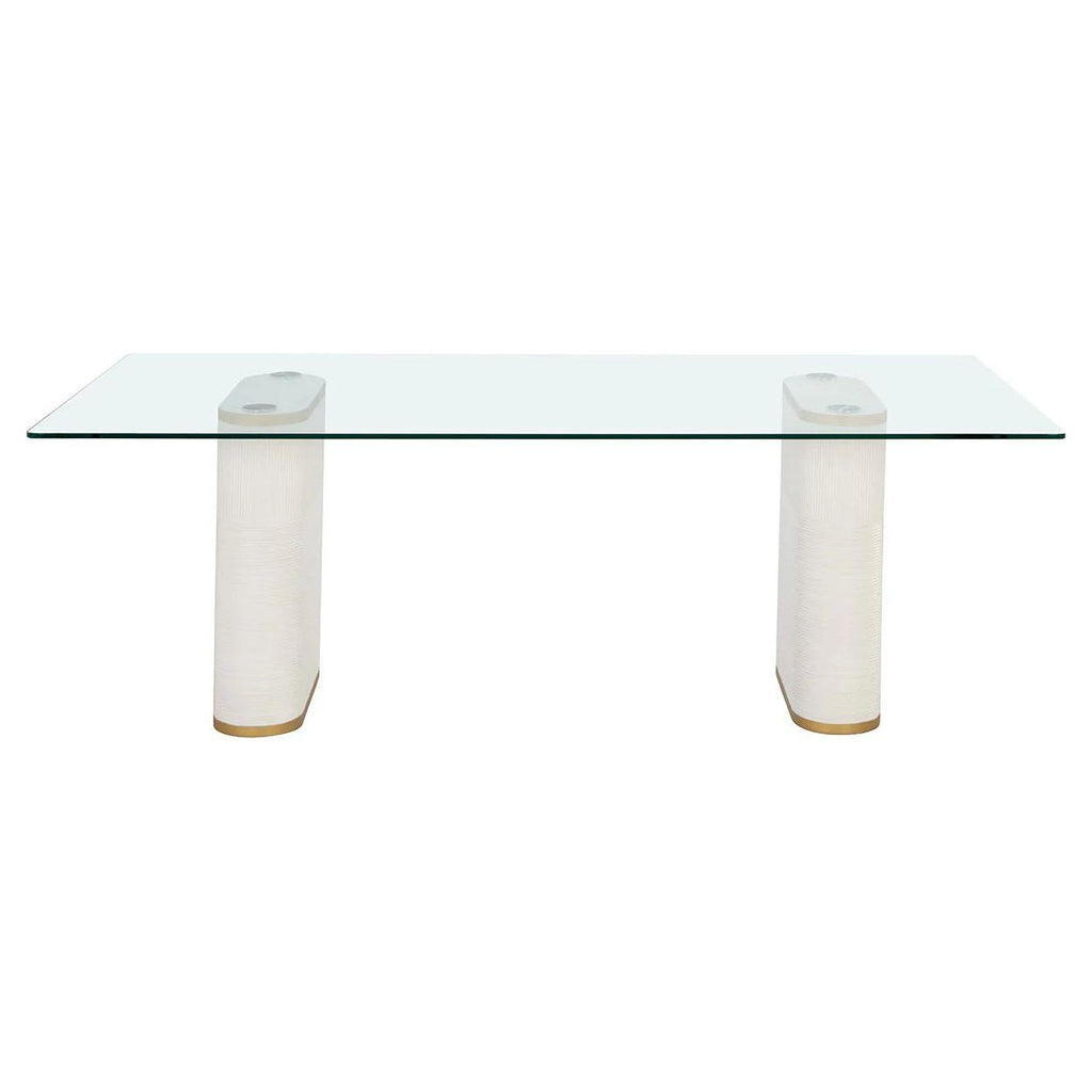Table de salle à manger d'extérieur moderne en béton et verre avec piètement rond en métal pour patio