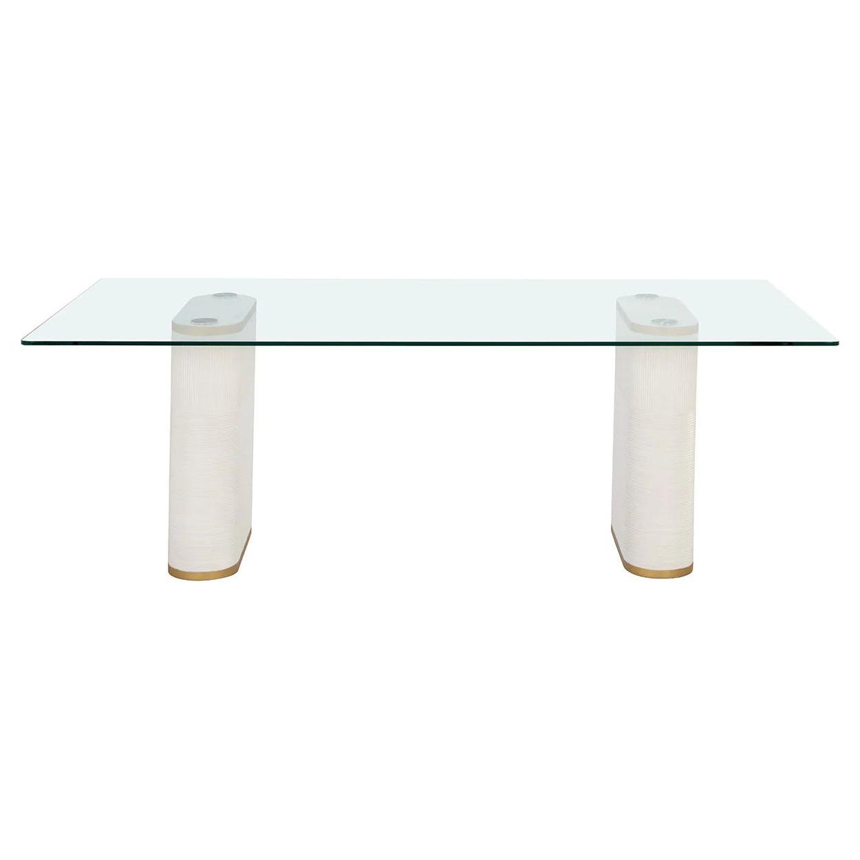 Table de salle à manger d'extérieur moderne en béton et verre avec piètement rond en métal pour patio