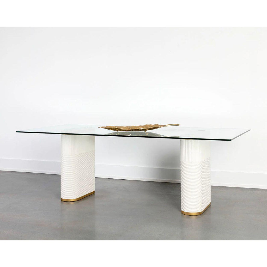 Table de salle à manger d'extérieur moderne en béton et verre avec piètement rond en métal pour patio