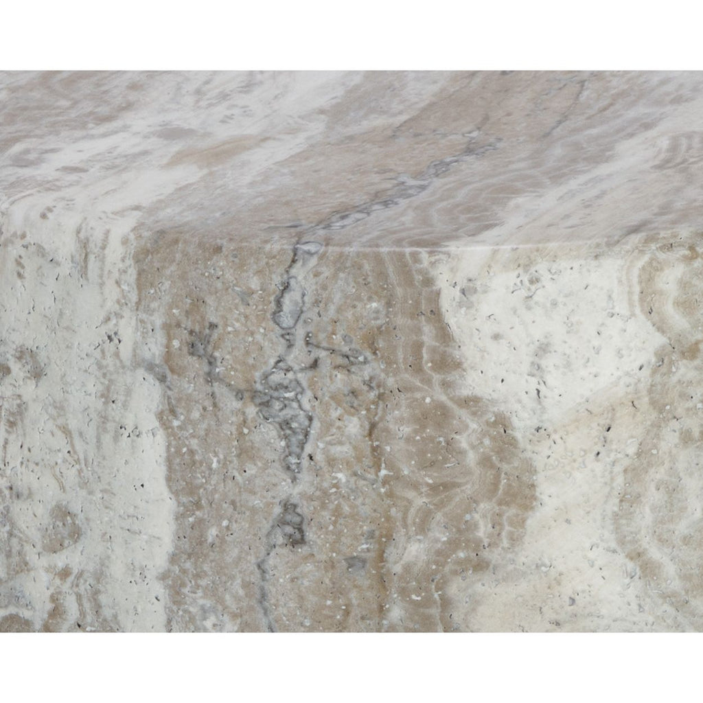 Table d'appoint d'extérieur contemporaine en béton imitation marbre avec plateau rond pour patio et salon