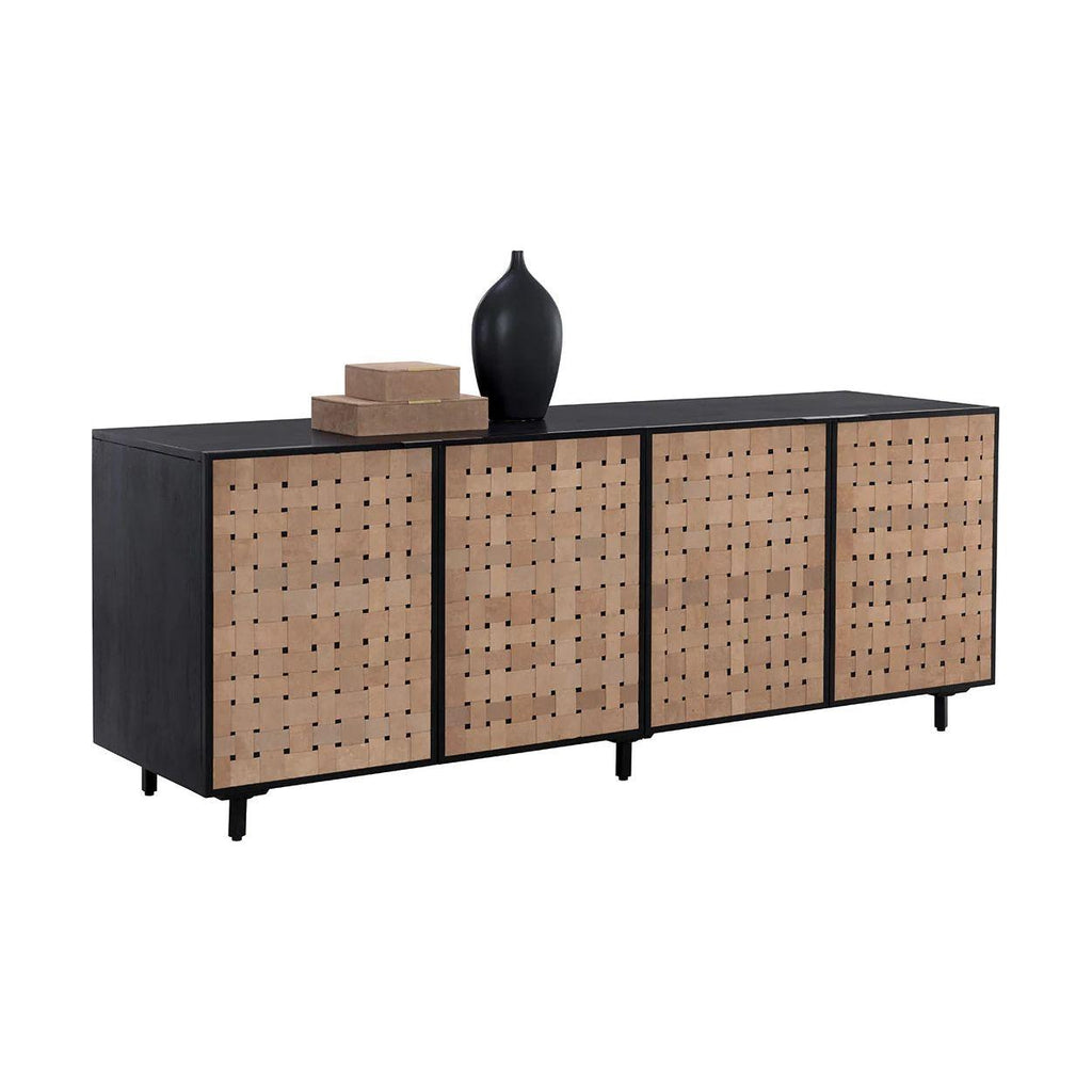 Grand buffet moderne en bois avec portes de rangement pour salon et salle à manger