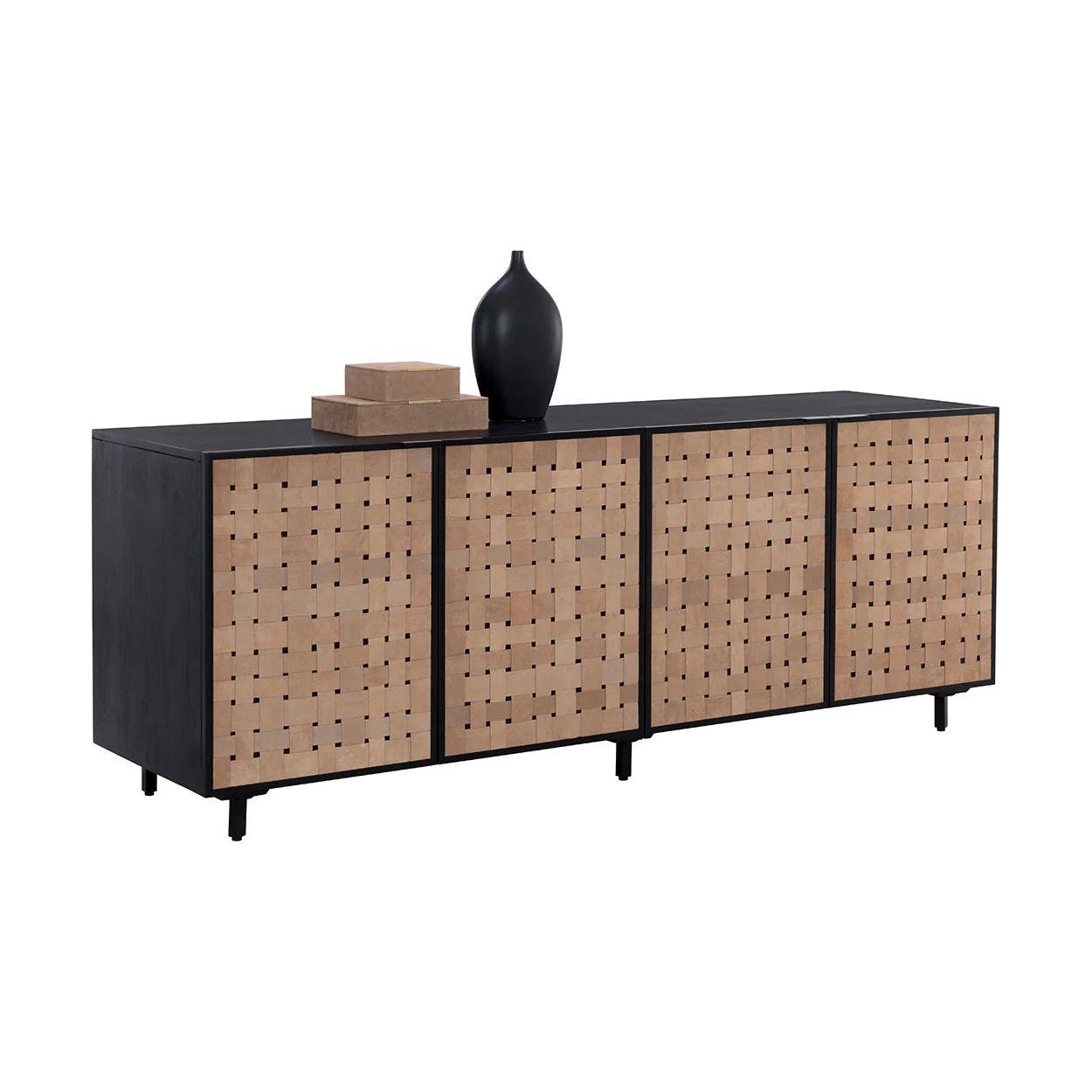 Grand buffet moderne en bois avec portes de rangement pour salon et salle à manger