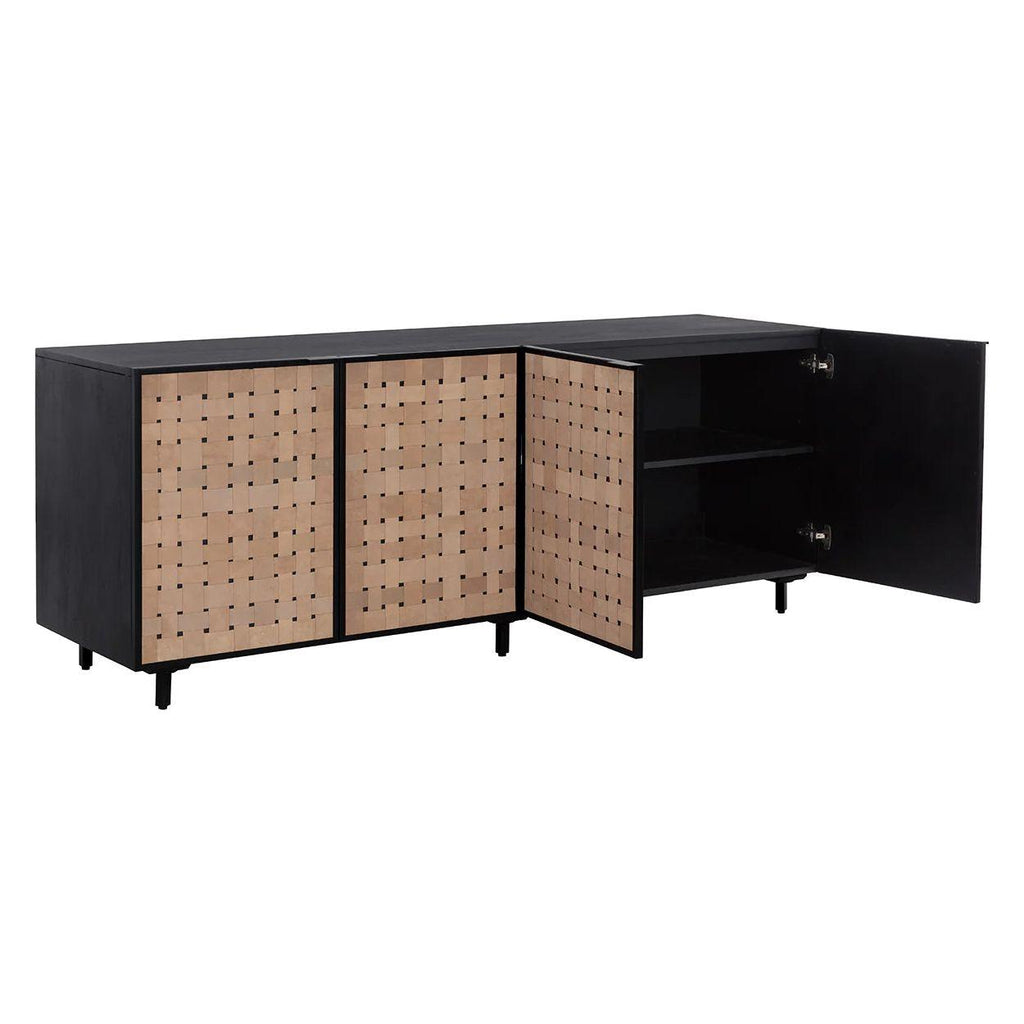 Grand buffet moderne en bois avec portes de rangement pour salon et salle à manger