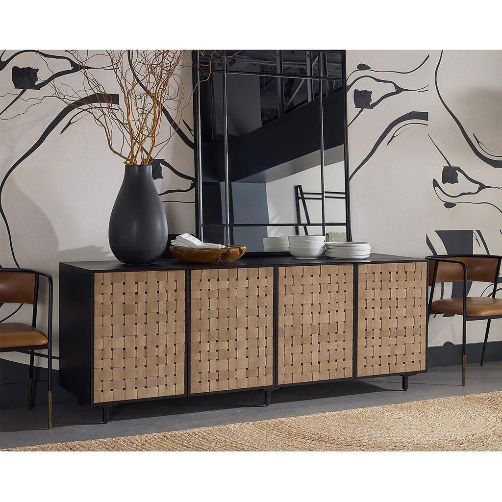 Grand buffet moderne en bois avec portes de rangement pour salon et salle à manger