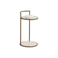 Table d'appoint d'extérieur moderne en béton et métal avec plateau rond et étagère pour terrasse
