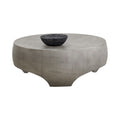 Table basse d'extérieur moderne en béton et métal avec plateau rond pour terrasse et jardin