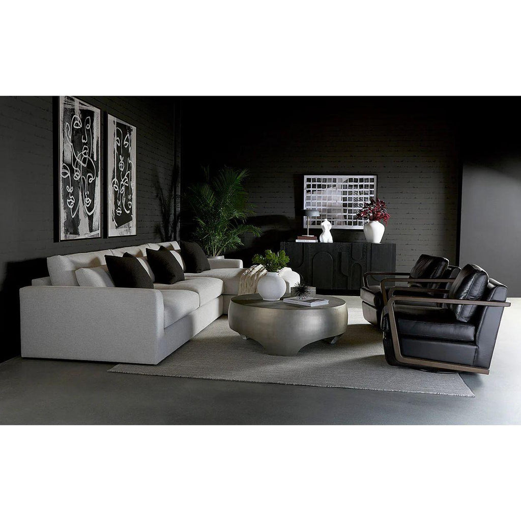 Table basse d'extérieur moderne en béton et métal avec plateau rond pour terrasse et jardin