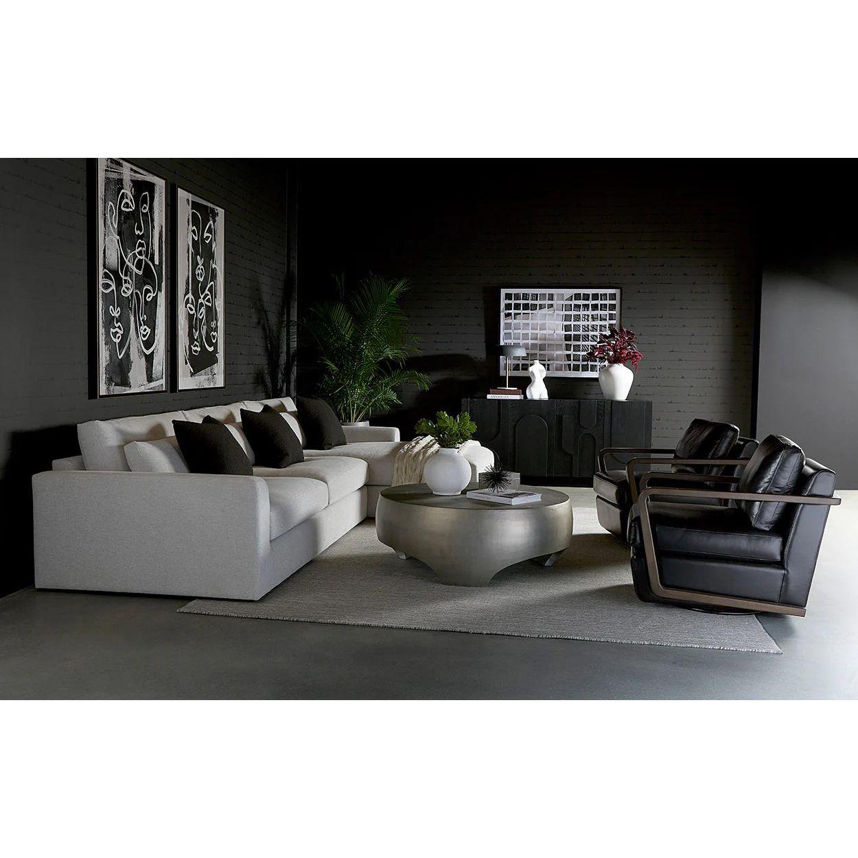 Table basse d'extérieur moderne en béton et métal avec plateau rond pour terrasse et jardin
