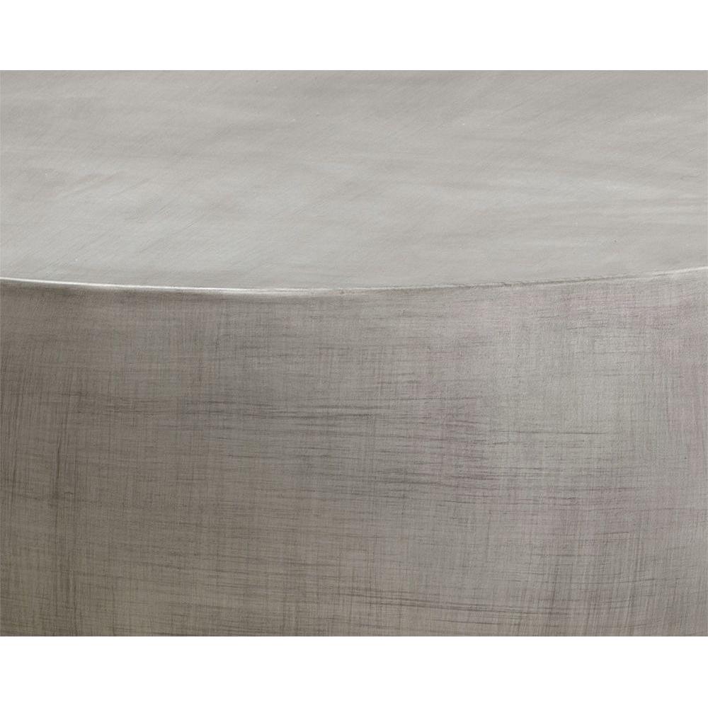 Table basse d'extérieur moderne en béton et métal avec plateau rond pour terrasse et jardin